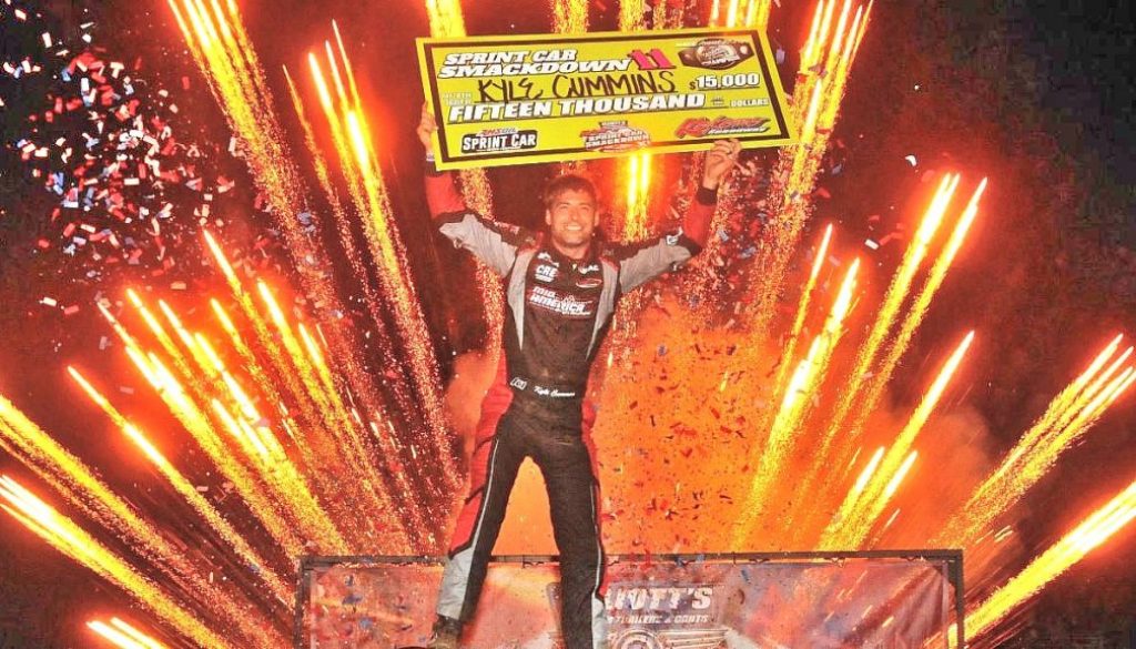 Kyle Cummins Celebrate USAC Kokomo Smackdown Win 082722